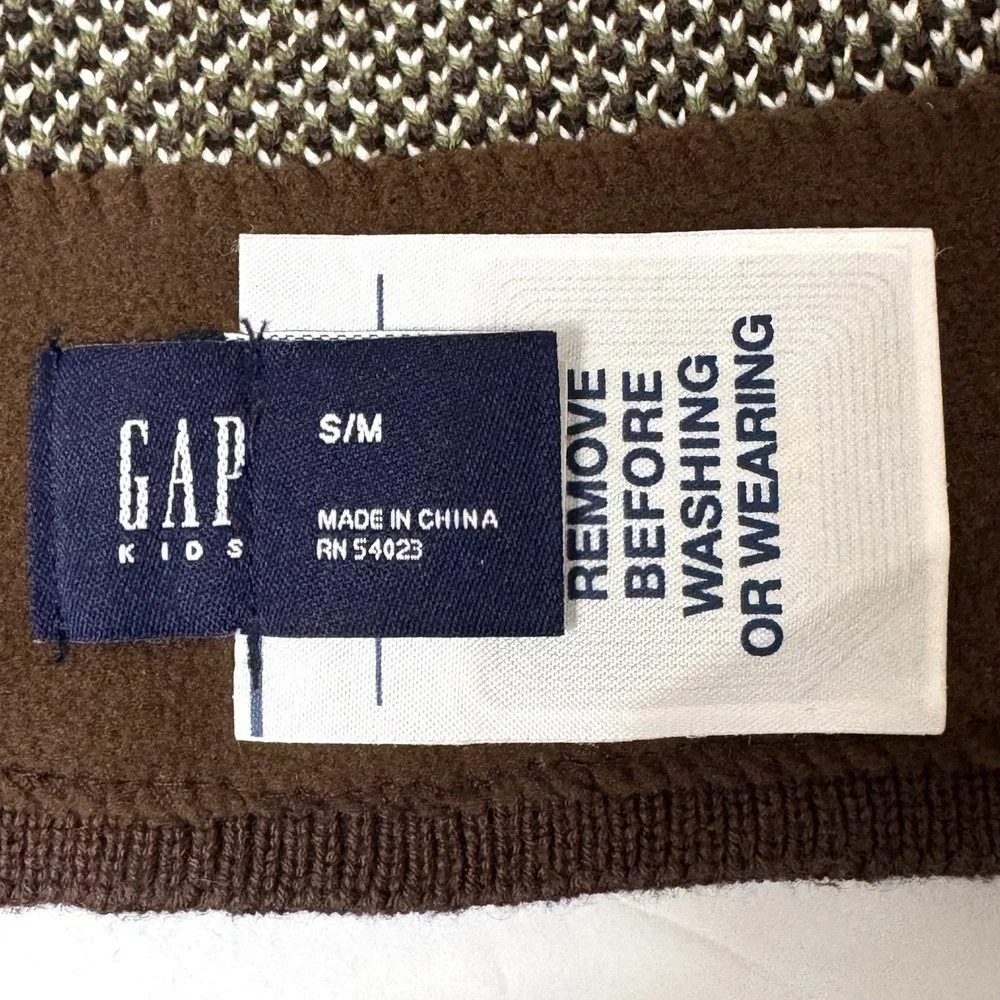NEW Vintage Gap Kids Winter‎ Beanie Cotton Knit Cap Reindeer Size S/M Nordic